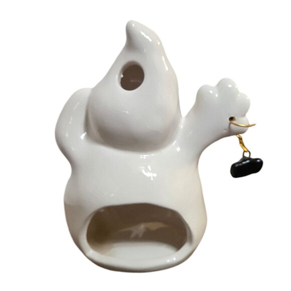 Ceramic Ghost and Spider Tea Light Holder Halloween Decor Candleholder - Picture 2 of 16